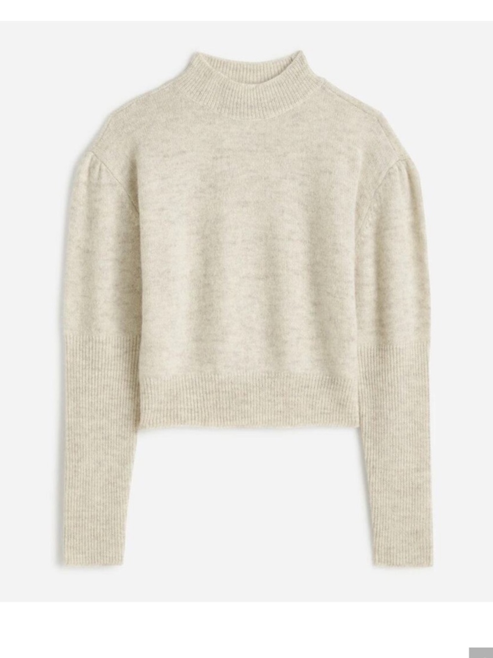 Madewell Alpaca-Blend Mockneck Puff Sleeve Sweater